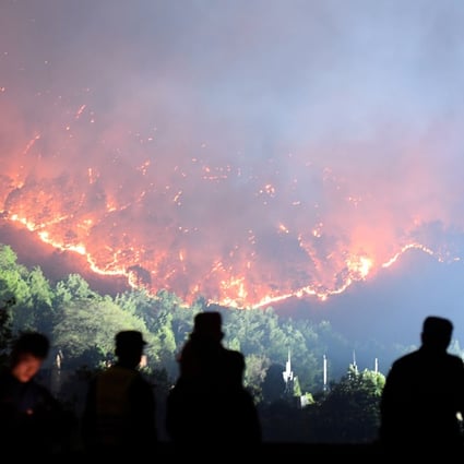 A deadly forest fire in Sichuan province in March last year. Photo: Handout via Reuters