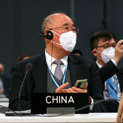 Xie Zhenhua, China’s special envoy for climate change attends the opening ceremony of the UN Climate Change Conference (COP26) in Glasgow. The COP26 conference runs until November 12. Photo: EPA-EFE