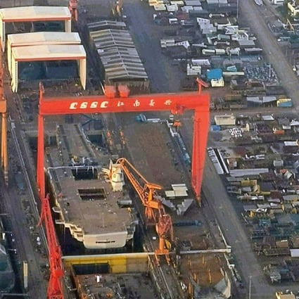 China’s third aircraft carrier has been photographed undergoing construction at Jiangnan Shipyard in Shanghai. Photo: Weibo