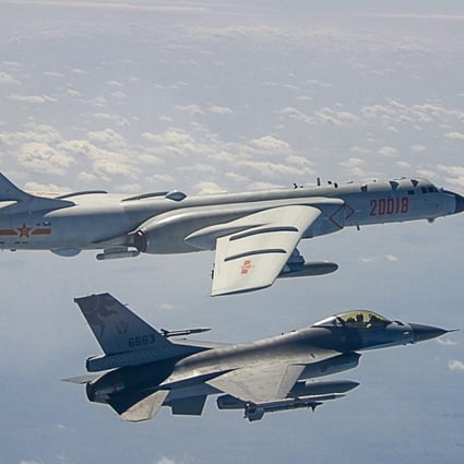 A Taiwanese jet shadows a PLA bomber. The island of Taiwan is a major potential flashpoint in US-China relations. Photo: Handout
