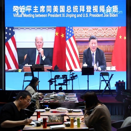 US President Joe Biden meets with China’s President Xi Jinping during a virtual summit this week. Photo: Reuters