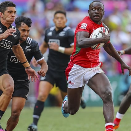 Kenya (in red) and New Zealand face off during the Hong Kong Sevens tournament in April 2018. Photo: Winson Wong