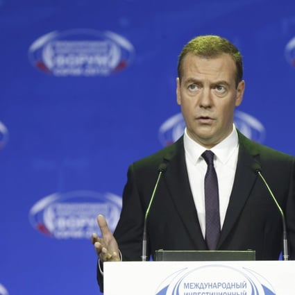 Russian Prime Minister Dmitry Medvedev warned in January that a European Union proposal to ban Russia from SWIFT due to the conflict in Ukraine would elicit an “unlimited” response from Russia. Photo: Reuters