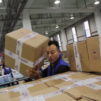 An employee works at an Alibaba Group warehouse as the logistics sector in China offers promising growth in the years ahead. Photo: Reuters