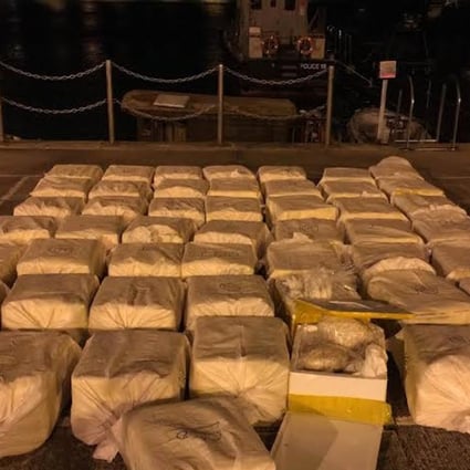 Meat seized in Tuen Mun early today after marine police conducted an anti-smuggling operation. Photo: SCMP Pictures