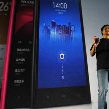 Xiaomi CEO Lei Jun speaks at the launch of a new smartphone in Beijing in this file photo. Xiaomi’s Mi was one of the three top-selling handsets in China last month, along with Huawei’s Honor and a Meizu model. Photo: AFP