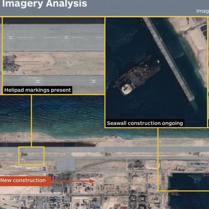 An IHS Jane's Satellite Imagery Analysis photo purportedly shows the runway at Fiery Cross Reef. Photo: Reuters