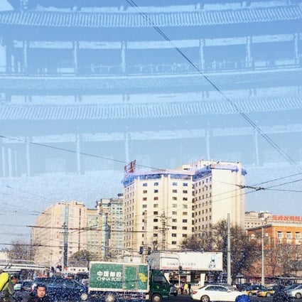 A double-exposure picture taken with an app on a mobile phone brings past and present together. Photo: Simon Song