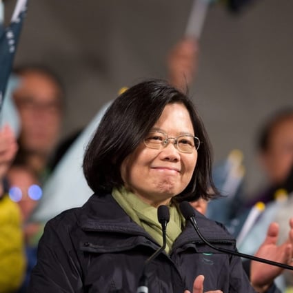 Taiwan president-elect Tsai Ing-wen speaks to supporters after winning the presidential elections in Taipei. Photo: EPA