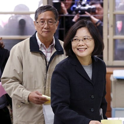 The favourite to win the presidential election, opposition candidate Tsai Ing-wen, casts her vote. Photo: Reuters