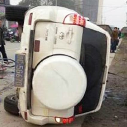 Three people died and 15 others were injured after a high-speed vehicle crashed into a group of people outside a high school in Yichun, in Jiangxi province on Tuesday morning. Photo: China Central Television
