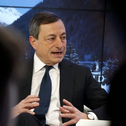The European Central Bank (ECB) President Mario Draghi attends the annual meeting of the World Economic Forum (WEF) in Davos, Switzerland on January 22, 2016. Photo: Reuters
