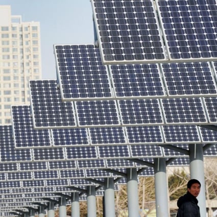 Solar power panels installed for public electricity supply in Shenyang, Liaoning province. Photo: AFP