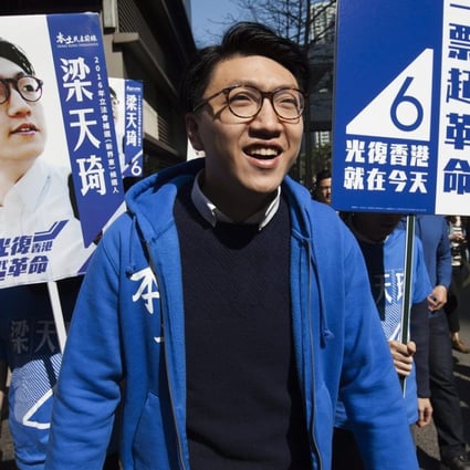Edward Leung of Hong Kong Indigenous saw the votes he won as an endorsement of his party’s political philosophy and “means of protest”. Photo: EPA