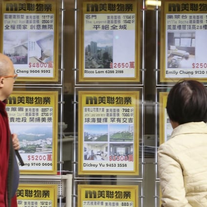 People view listings in the window of a property agency in Happy Valley. Photo: Felix Wong