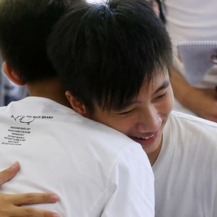 Hong Kong secondary school students congratulate each other after collecting their exam results. School pressure isn’t the most cited reason for student suicides, according to one study. Photo: Dickson Lee