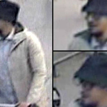 A composite handout photograph provided by Belgian Federal Police on Monday shows CCTV grabs of the so-called “man in the hat”, who is suspected of taking part in the Zaventem airport attack in Brussels. The man’s bomb failed to detonate. Photo: EPA
