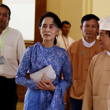 Aung San Suu Kyi arrives at the Union Parliament in Naypyidaw. Photo: Xinhua