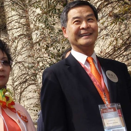 A file picture of Chief Executive Leung Chun-ying with his wife and younger daughter Leung Chung-yan (right). Photo: David Wong