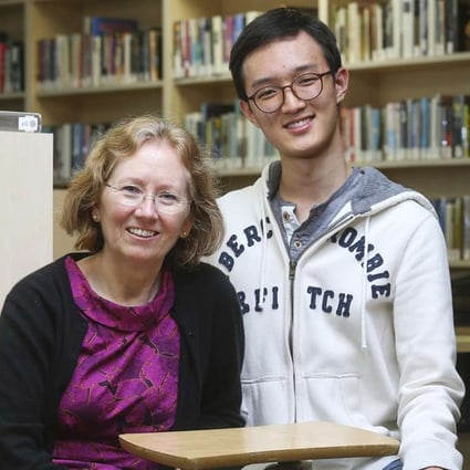 Hong Kong International School guidance counsellor Madeleine McGarrity with student Changwook Shim. Photo: K.Y. Cheng