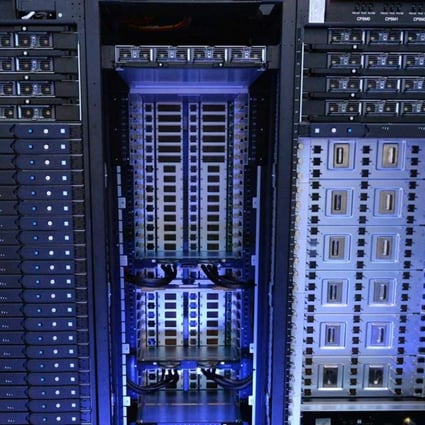 A picture taken of a supercomputer containing thousands of computer chips as a Chinese state-owned group tries to expand in the United States by taking a stake in a company there. Photo: AFP
