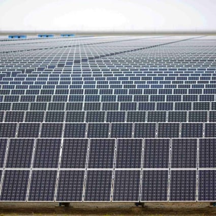 A solar farm in Dunhuang, Gansu Province. Despite optimistic forecasts that see China’s total energy from solar and wind increasing more than 13-fold till 2040, China will still be getting just 3 per cent from solar and wind by then. Photo: Reuters