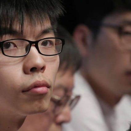 Joshua Wong at the launch of new political party Demosisto this month. Photo: AP