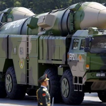 Chinese missile batteries pictured during the huge military parade held in Beijing last September. Photo: Reuters