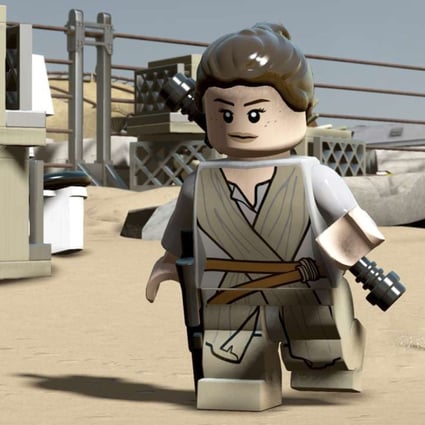 Rey in a scene from Lego Star Wars: The Force Awakens.