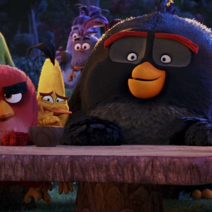 Red (voiced by Jason Sudeikis) with Chuck (Josh Gad) and Bomb (Danny McBride) in Rovio Animation’s upcoming release Angry Birds.