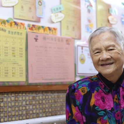 So Kam, has been nominated for the Compassion Ambassador Award, poses for picture at TWGHs Lo Man Huen Home for the Elderly in Shatin. Photo: K. Y. Cheng