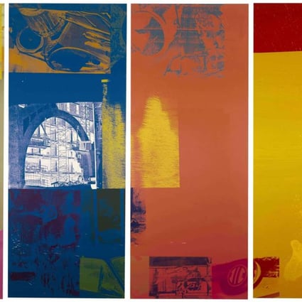 Detail from Robert Rauschenberg’s The 1/4 Mile or 2 Furlong Piece (1981-98). Photo: ART © ROBERT RAUSCHENBERG FOUNDATION, LICENSED BY VAGA, NEW YORK, NY ￼