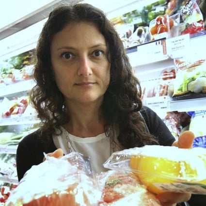 Sandra Carvajal is campaigning against excess plastic wrapping used by major supermarket chains in Hong Kong, Photo: Dickson Lee.