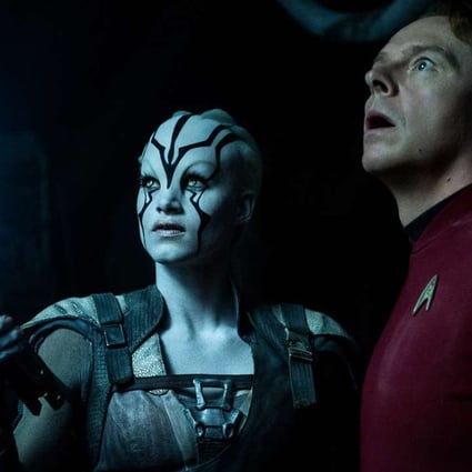 Sofia Boutella (left) and Simon Pegg in a still from Star Trek Beyond.