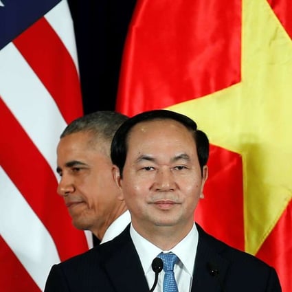 US President Barack Obama and Vietnamese President Tran Dai Quang hold a joint press conference in Hanoi on May 23, 2016. Closer ties between the two countries are a worry for China. Photo: AFP