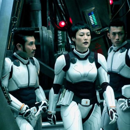 Rinko Kikuchi (centre) plays one of the humans sent to Mars in Terra Formars (category IIB; Japanese). Directed by Takashi Miike, the film stars Hideaki Ito, Emi Takei and Tomohisa Yamashita.