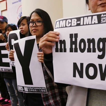An Asian Migrants' Coordinating Body protest against slavery in Hong Kong. Photo: Felix Wong