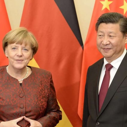 German Chancellor Angela Merkel (left) with China’s President Xi Jinping during her trip to Beijing in October 2015. Photo: EPA