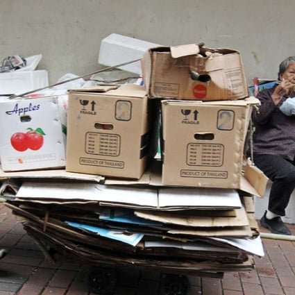 The scrimping government refuses to help elderly people who are forced to scavenge rubbish to survive. Photo: K.Y. Cheng