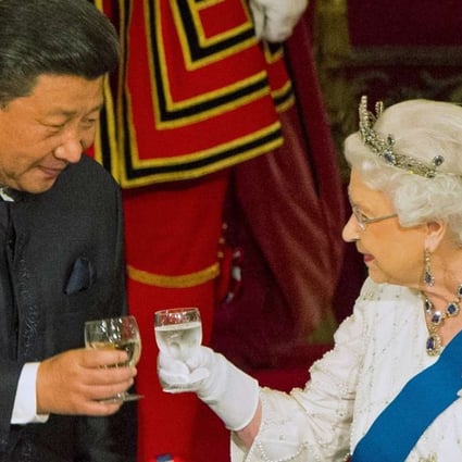 President Xi Jinping and Britain’s Queen Elizabeth share a toast at a state banquet at Buckingham Palace in London in October. Photo: Reuters