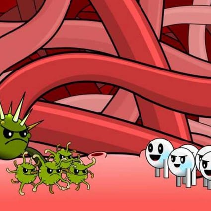 A cellular stand-off in the video game Systematic Immunity.
