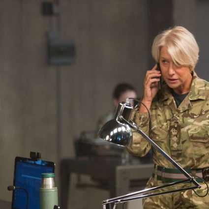 Helen Mirren as Colonel Katherine Powell in Eye in the Sky (category IIA), which is directed by Gavin Hood. The film also stars Aaron Paul and Alan Rickman.