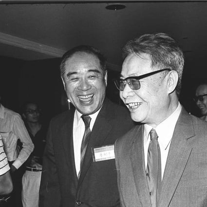 Mr Xu Jiatun (right), Director of the Hong Kong Branch of the New China News Agency, is greeted by Mr H. C. Tang, Chairman of the Federation of Hong Kong Industries, at the Federation's dinner party held at the Shangri-La Hotel. Mr Xu was the guest of honour at the party on August 26, 1983. Photo: SCMP
