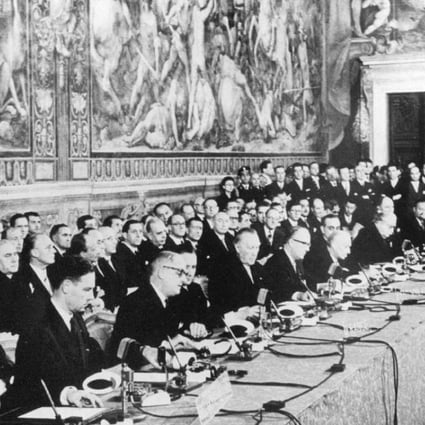 The European Economic Community is established in Rome in 1957. Picture: AFP