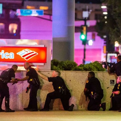 Dallas Police respond after shots were fired at a Black Lives Matter rally in downtown Dallas. Photo: Reuters