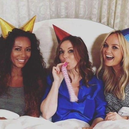 From left: Melanie Brown (Scary Spice), Geri Halliwell (Ginger Spice) and Emma Bunton (Baby Spice) in a still from their recently-uploaded YouTube video.