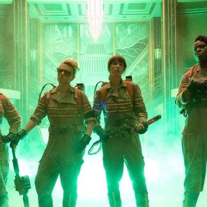 The all-female cast of the new Ghostbusters film (from left) Melissa McCarthy, Kate McKinnon, Kristen Wiig and Leslie Jones. Photo: AP