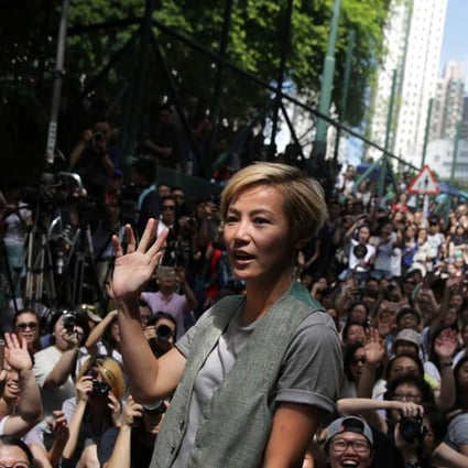 Canto-pop singer Denise Ho Wan-sze waving to fans in June following the Lancôme controversy. Photo: AFP