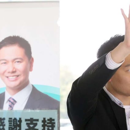Holden Chow Ho-ding on the campaign trail in Fanling in February. Photo: Bruce Yan