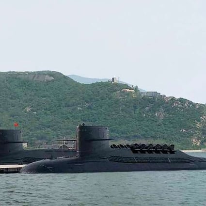 An undated photograph of two Chinese type 094 nuclear-powered submarines at Yulin on Hainan Island. Photo: SCMP Pictures